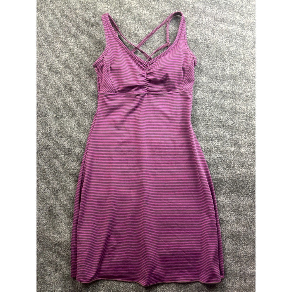 Prana Athletic Dress Womens Small Purple Striped Strappy Back Built-in Bra